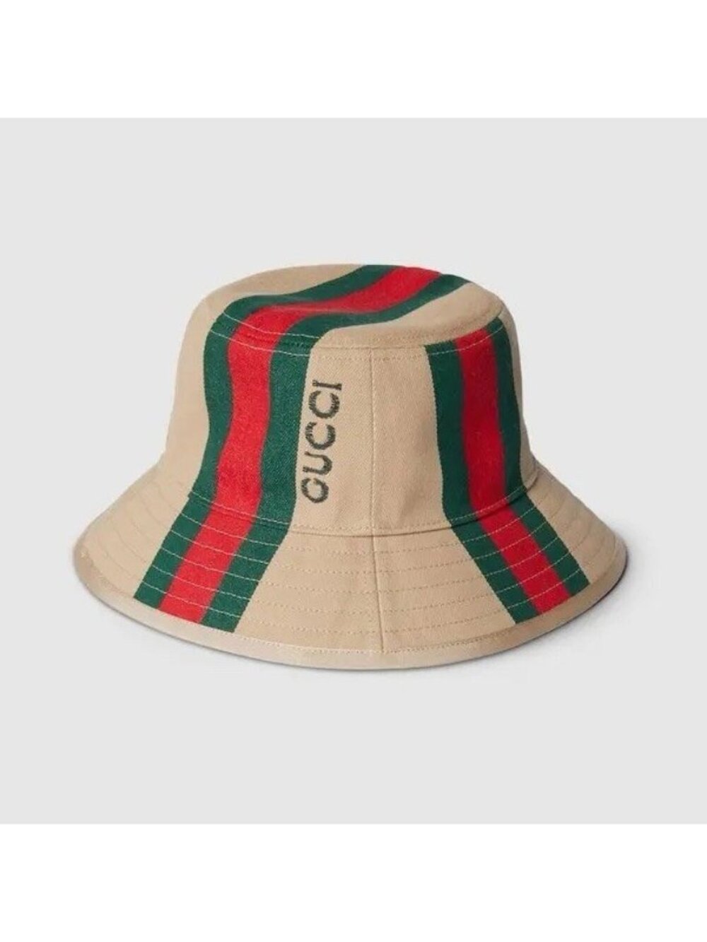 NWT Gucci Logo printed cotton canvas bucket hat Sz M